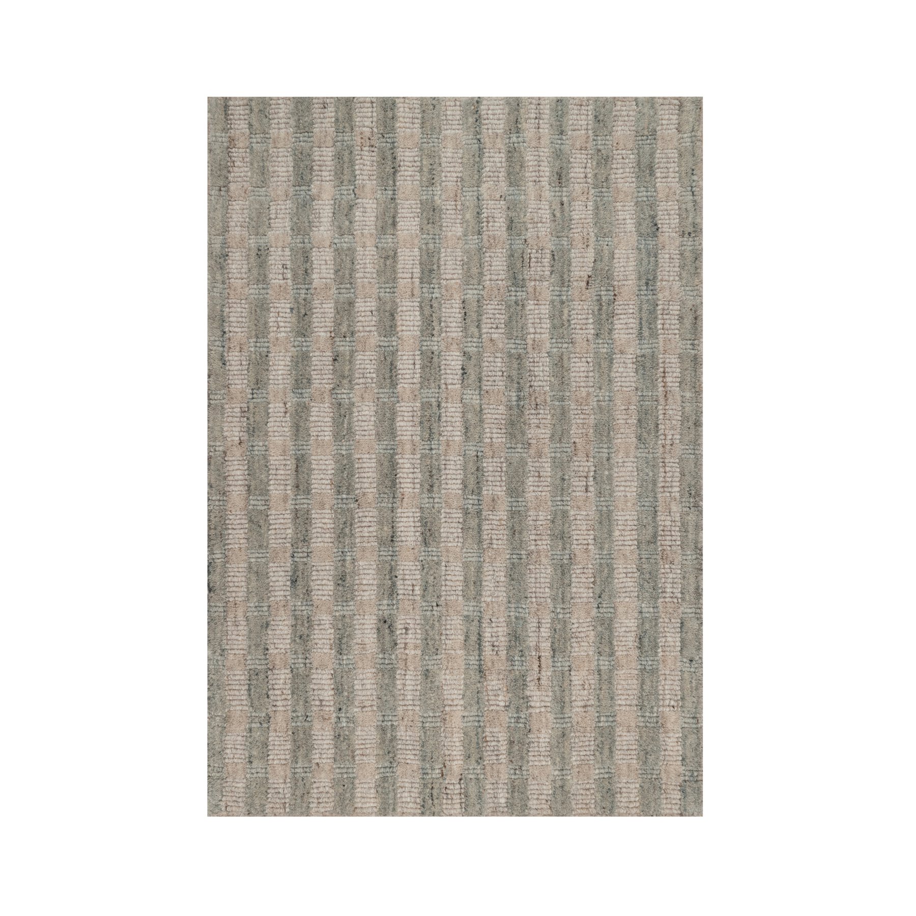 2'x3' Tan Brown and Gray, Vertical Stripes Design with Salt and Pepper Effect, Undyed Natural Wool, Hand Loomed, Sample, Mat, Oriental Rug 